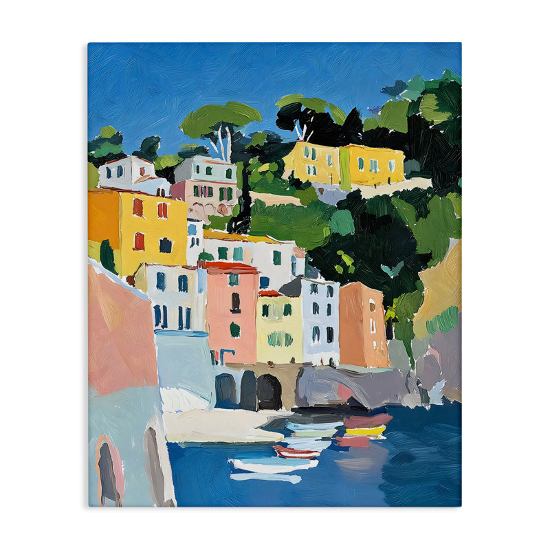 «Coastal Italian City Buildings Canvas», conception par Riley B, H 20 po x l 16 po