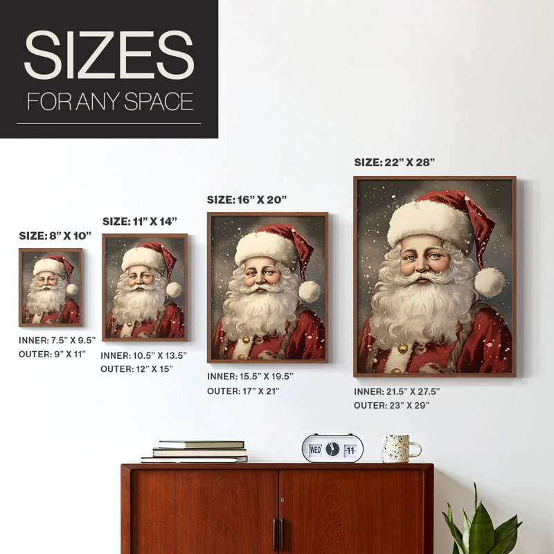«Christmas Holiday Art DI», reproduction encadrée - bois massif, Noyer, H 15 po x l 12 po