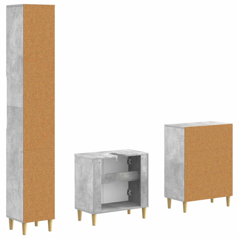 Bathroom Storage Furniture Set, Concrete Grey
