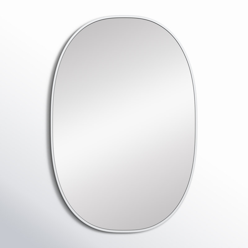 Sabine Metal Curved Oval Wall Mirror, Silver, 40" x 27"