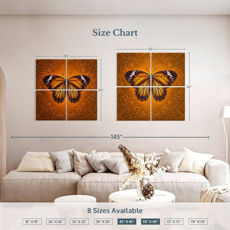 Brampt Ornate Monarch Butterfly, 50" H x 50" W