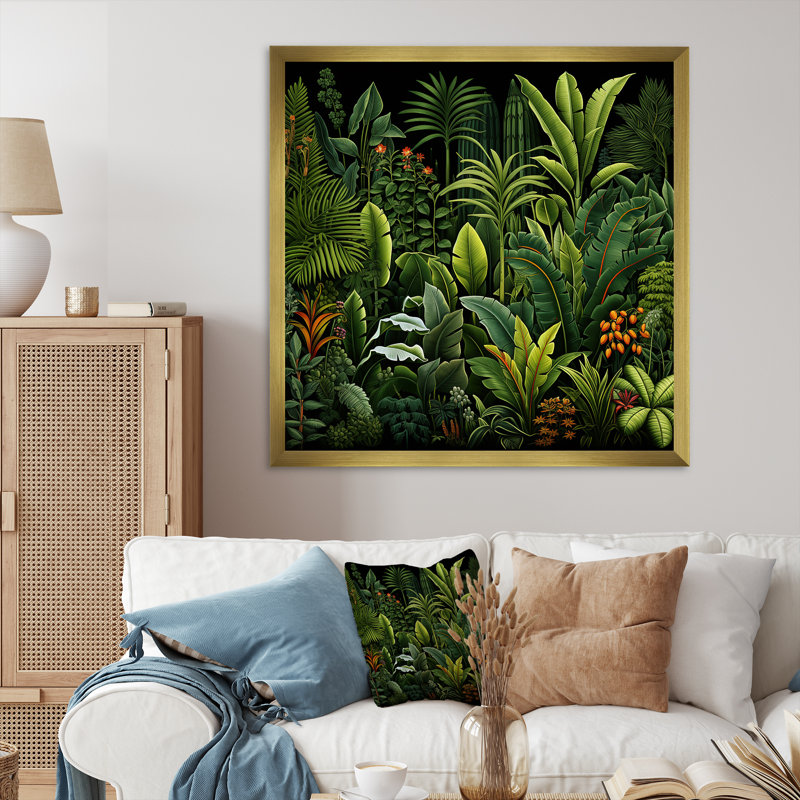 Rainforest Jungle Plants Landscape 3 - Jungle, art mural, Toile tendue, H 36 po x l 36 po x P 1,5 po