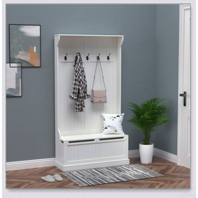 Arbre d'entrée 3-en-1 avec banc de rangement, portemanteau et range-chaussures pour une gestion efficace du vestibule