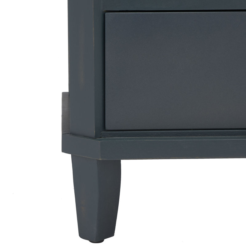 Applonia Solid Wood 3 - Drawer End Table, Steel Teal