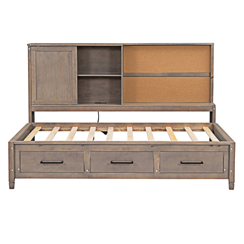 Lit de repos avec tablettes et ports USB, Bois