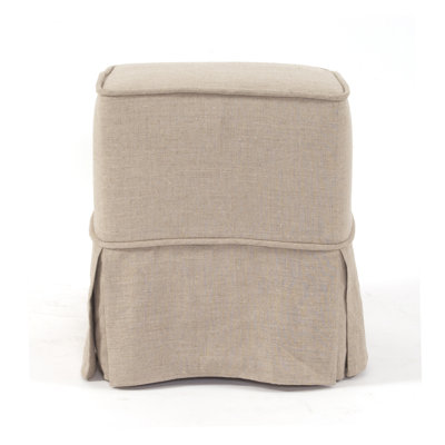 Linen Box Cushion Ottoman Slipcover