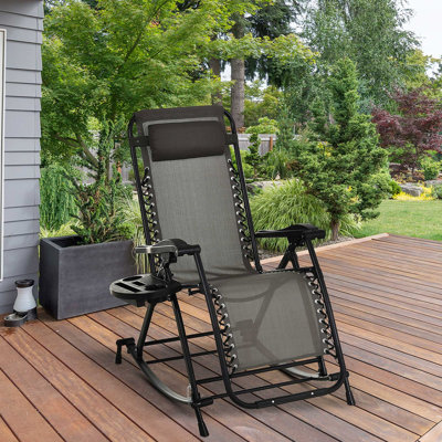 Chaise berçante d'extérieur pliable avec fauteuil à berceau et suspension inclinable Grey Gravity