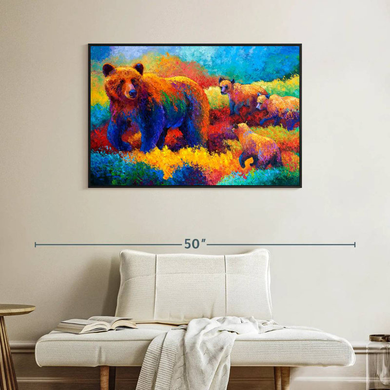 Famille Grizz, Cadre flottant noir, 40 po x 27 po
