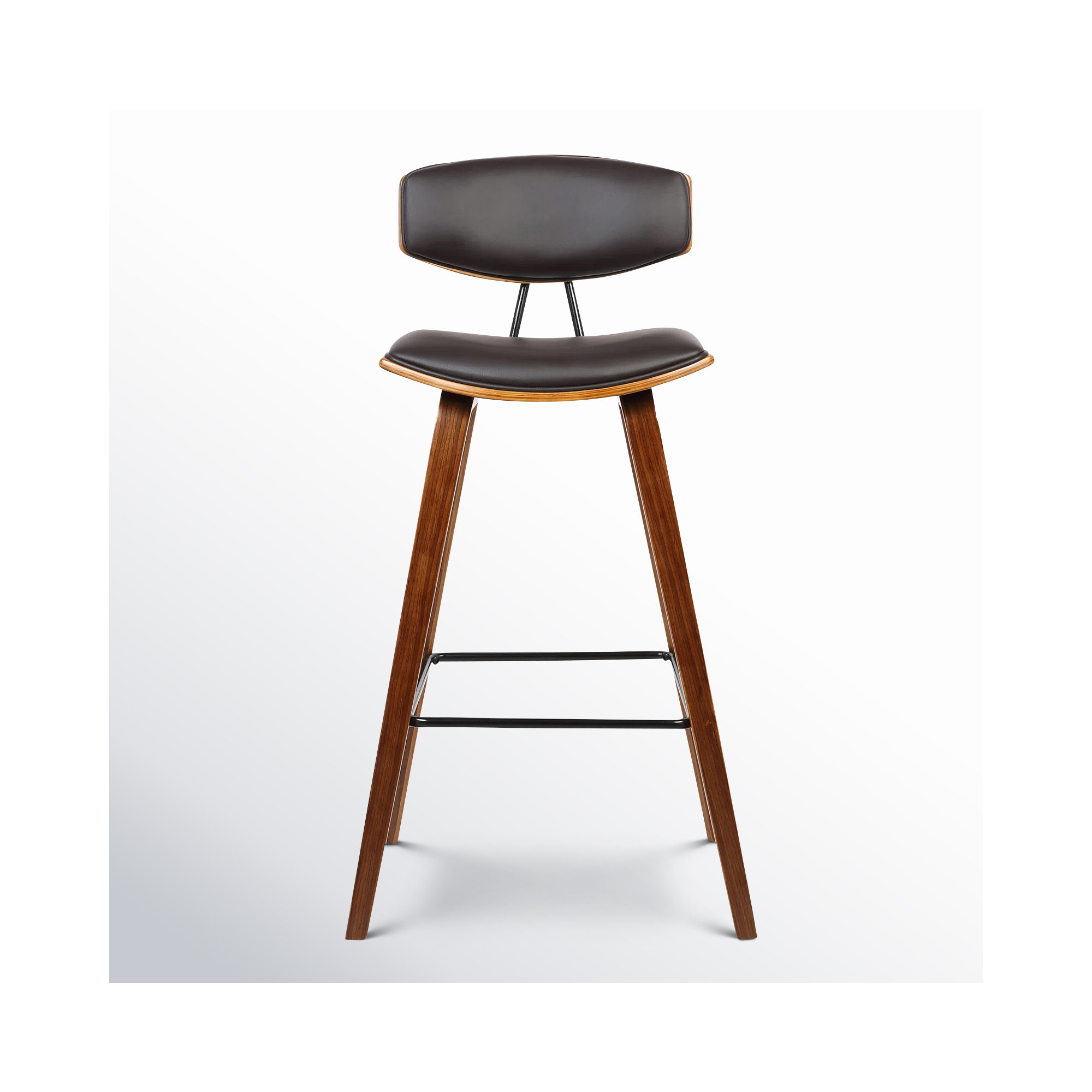 Payton Vegan Leather Bar & Counter Stool, Walnut, Brown Faux Leather, Bar Stool (29" Seat Height)