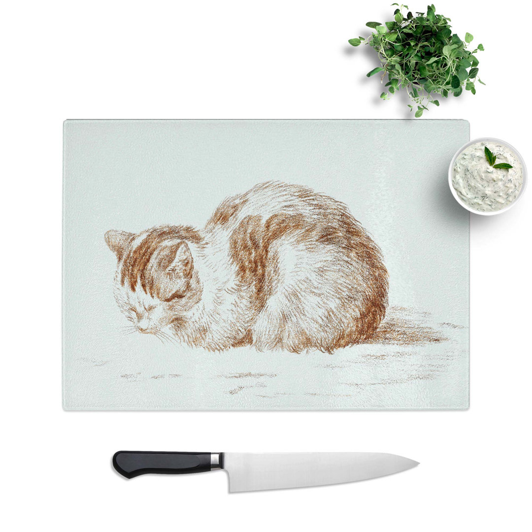 Tempered Glass the Resting Cat by Jean Bernard Chopping Board