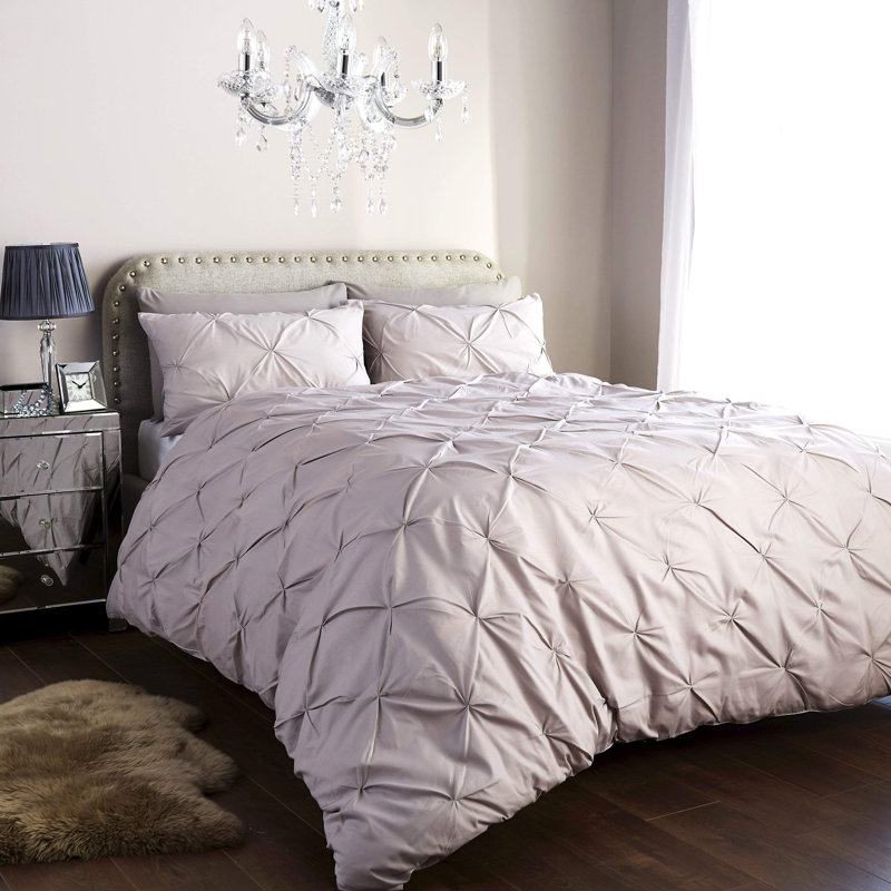 Polyester No Pattern Duvet Cover Set with Pillowcases, Silver, Single Duvet Cover Set + 2 Pillowcases