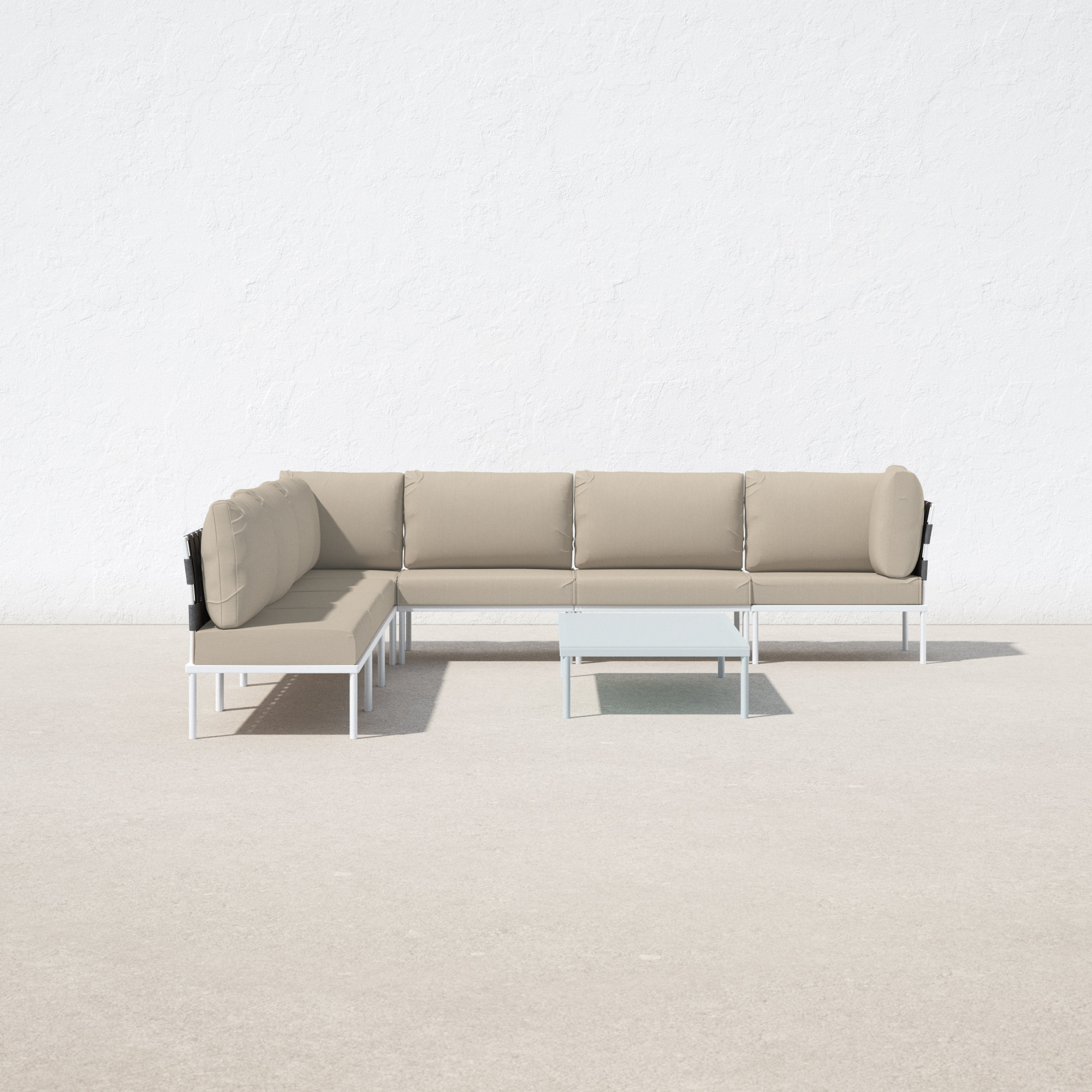Harmony 8-piece Outdoor Patio Aluminum Sectional Sofa Set, Beige