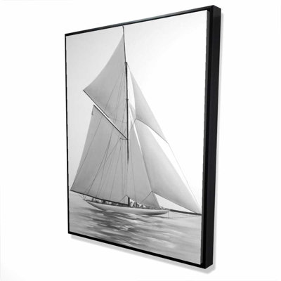 Sailing Ship Coastal White Framed Canvas | Home Decor Art