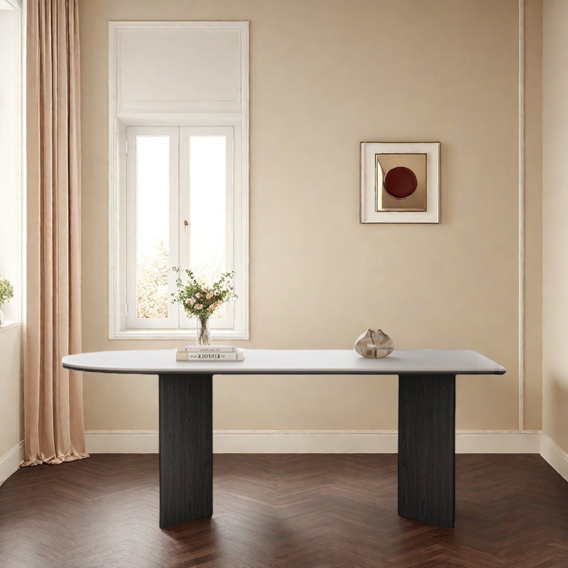Table de roche simple en bois massif noir, H 29,52 po x L 62,99 po x l 31,49 po