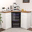 Armoire de bar d'angle avec espace pour réfrigérateur, station de café d'angle avec rangement, armoire à vin en forme de L pour la maison, blanc