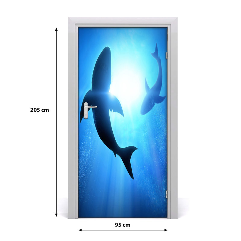 Silhouettes Of Sharks Door Decal