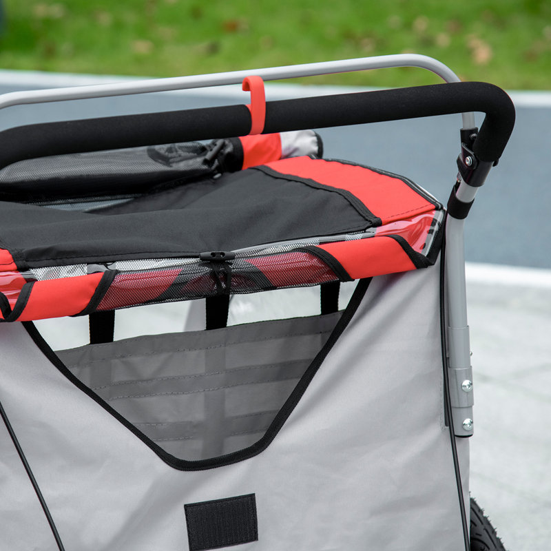 Aosom Foldable Multi-Child Stroller with Storage, Red