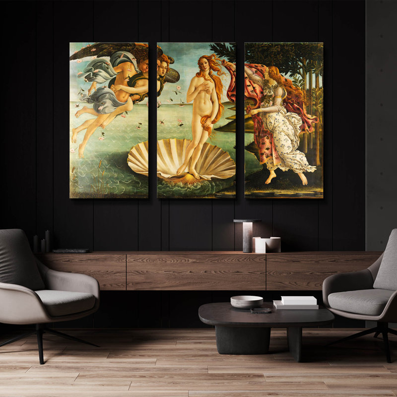 « La Naissance de Vénus » de Sandro Botticelli, triptyque mural, 152 x 102 cm, 60"x40"