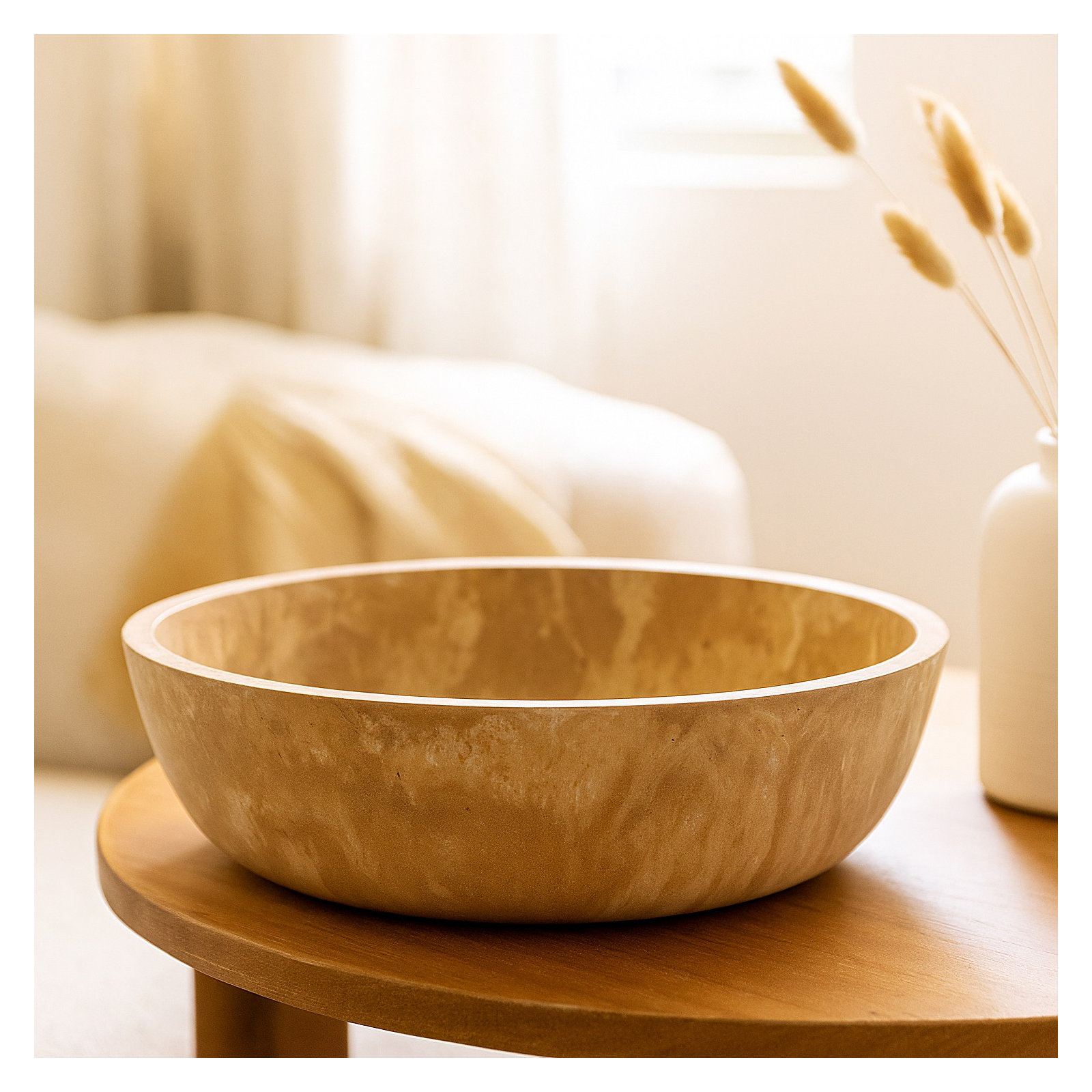 Serving Bowl Beige Resin Dia 10"