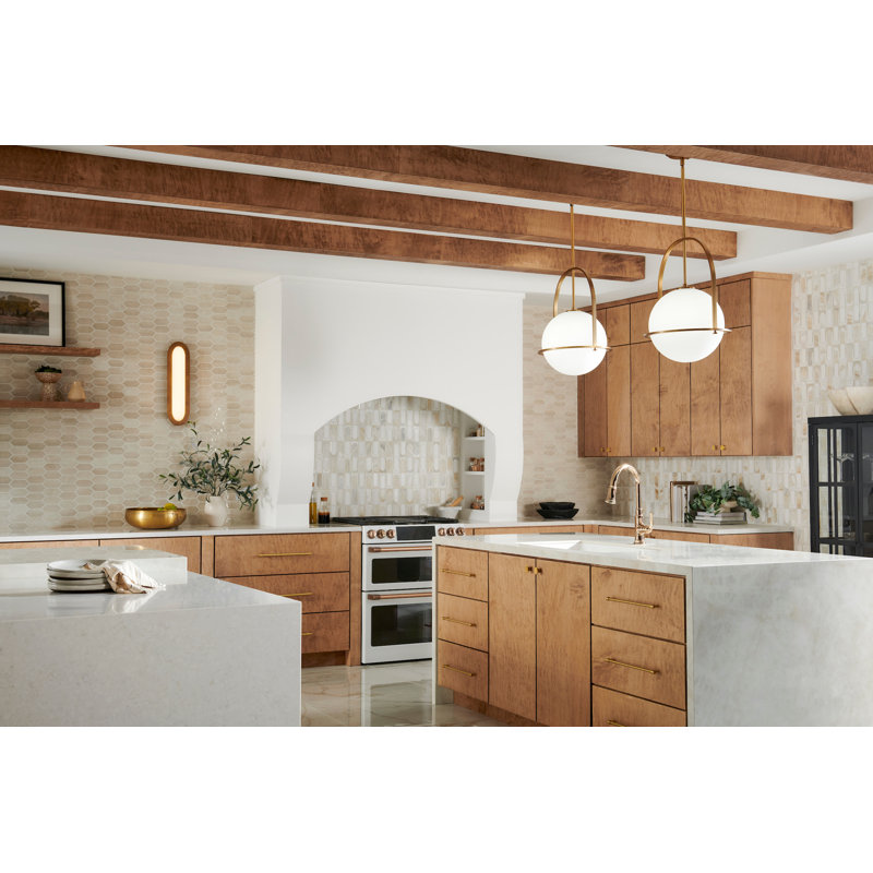 Arie Single Light Pendant w/ Globe Shade, 23" H x 15.5" W x 15.5" D, Heritage Brass