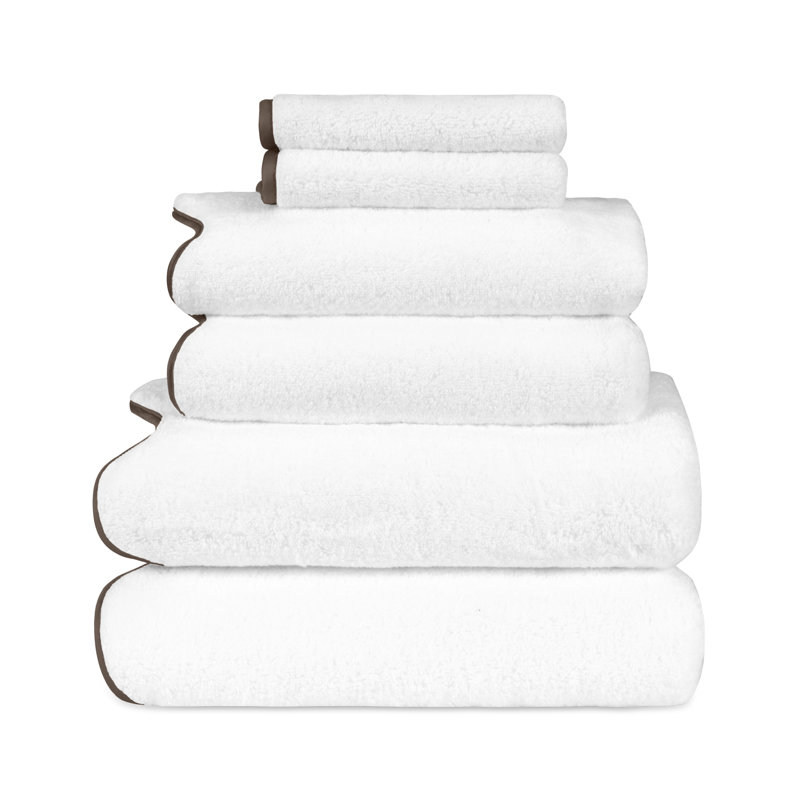 Antalya 6 Piece Turkish Cotton Towel Set, White/Ricco