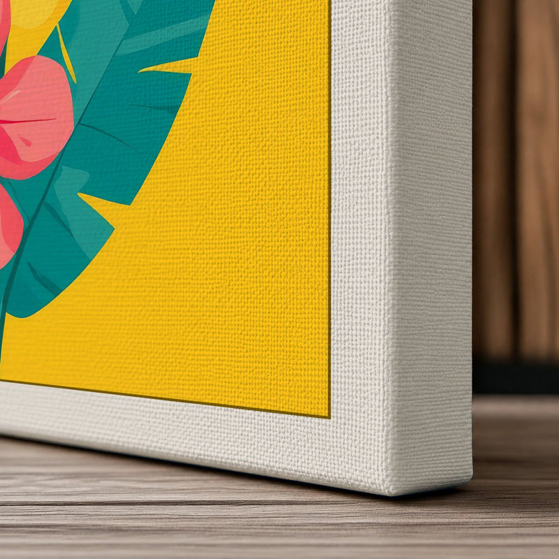 Tropical Bouquet Botanical - Wrapped Canvas, 30x20 - 76.2 x 50.8 cm, Cream Border