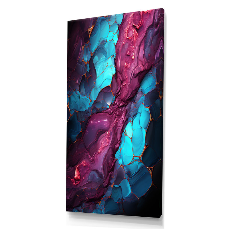 Volcan de marbre bleu et mauve sans soudure I - décoration murale abstraite, Toile tendue, H 60 po x l 28 po x P 1,5 po