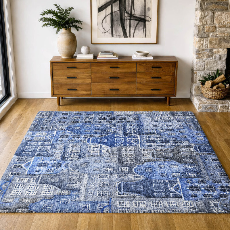 Tapis fantaisie de qualité supérieure lavable à la machine Dream ADS600, Blue, 8' x 10'