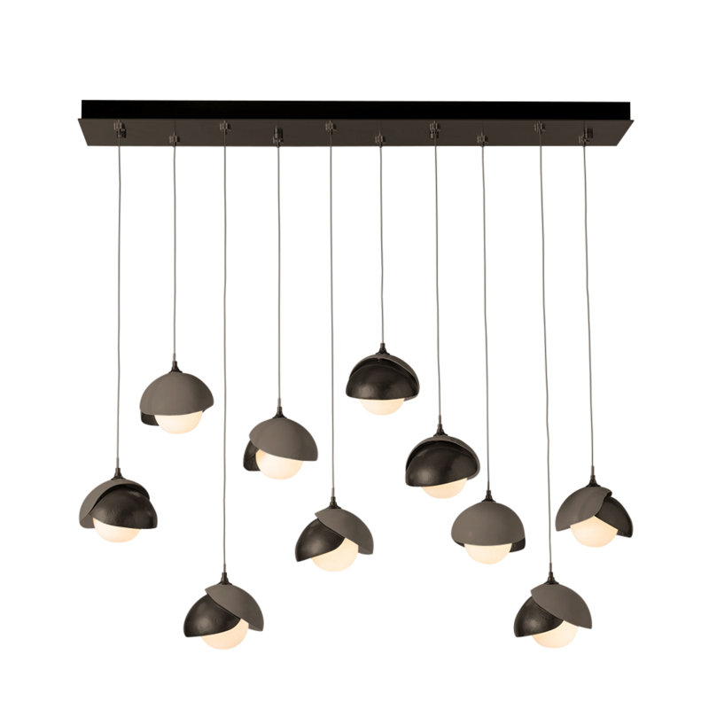 Brooklyn 10 - Light Double Shade Linear Pendant, Standard: 10" to 80", Ink, Clear Steel