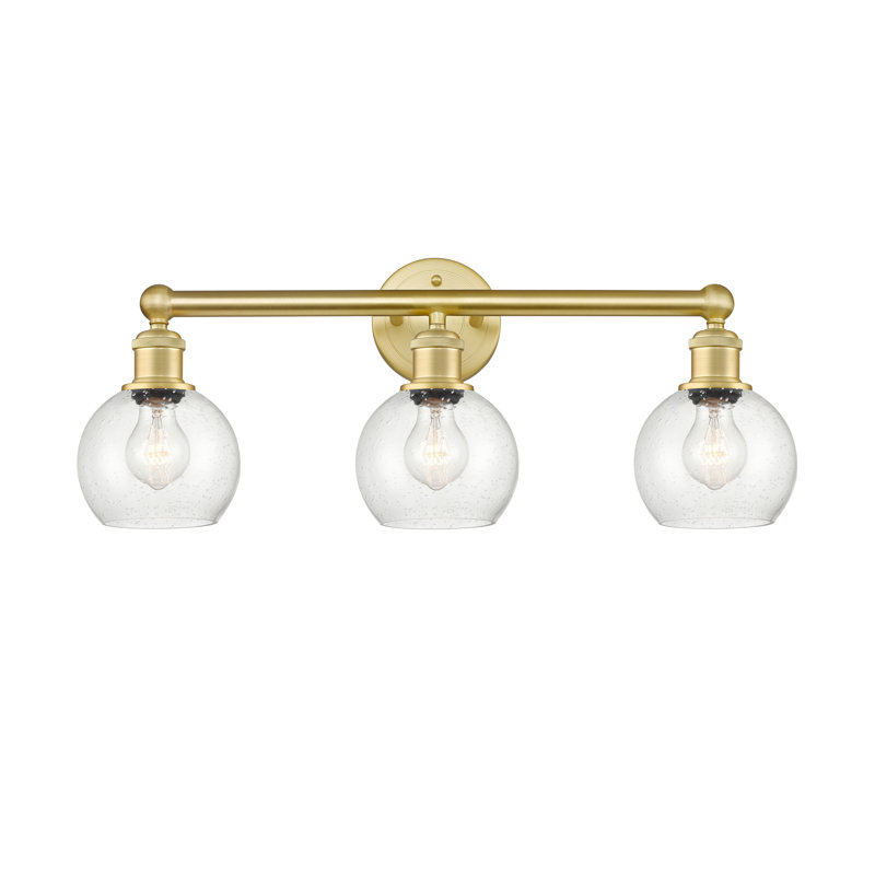 Satin Gold 24" 3-Light Dimmable Vanity Light with Glass Shades