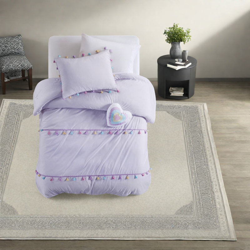 Ensembles de literie polyvalents lavande, polyester confortable avec coussin décoratif, parfait pour la décoration moderne