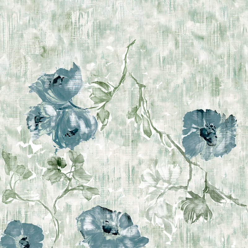 Thaler Large Petunia Flowers and Plain Twinwall 4-panel Mural Design 3m x 280cm, Green