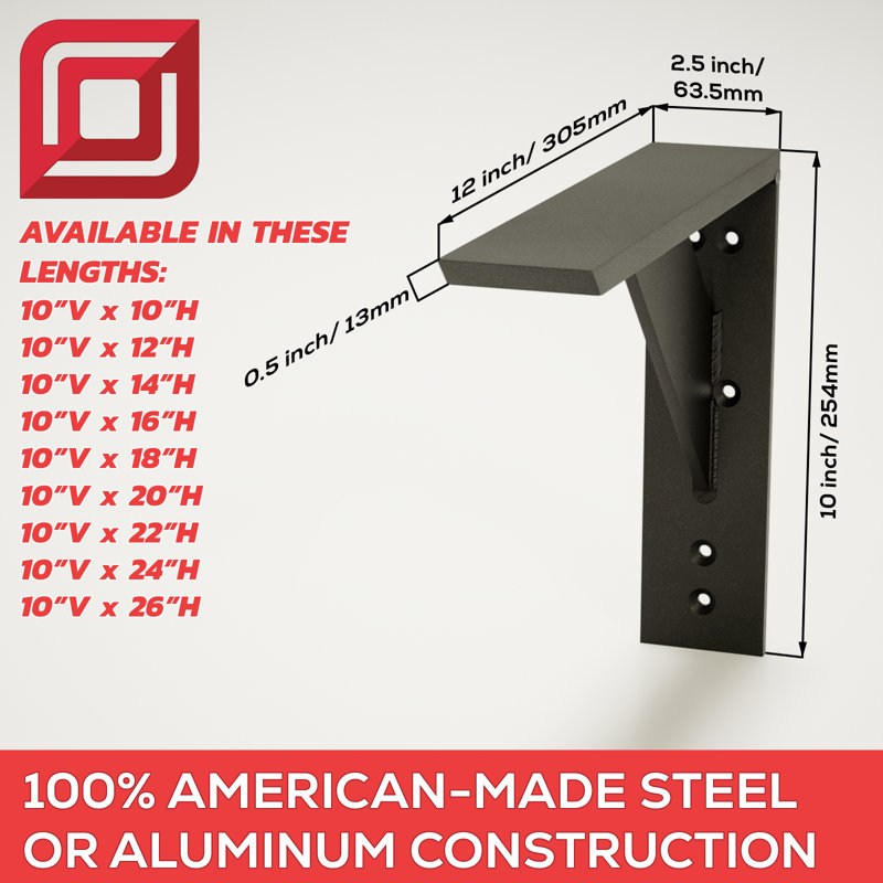 The Original™ Large Shelf Standard Bracket, 10" H x 2.5" W x 22" D