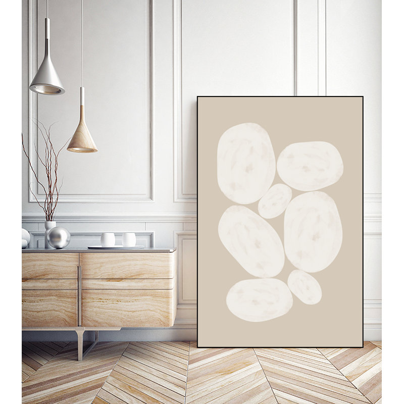 White Circles' Framed Canvas