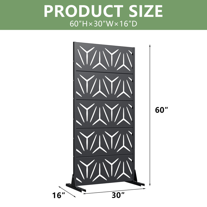 Panneau de clôture métallique occultant 59 po H x 30 po L x 16 po P, 59" H x 30" W x 16" D, Gris foncé