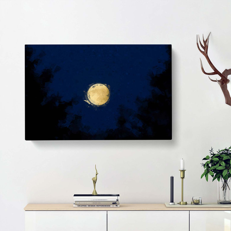 Moon Through The Trees In Abstract - Wrapped Canvas, 35cm H x 50cm W x 3cm D