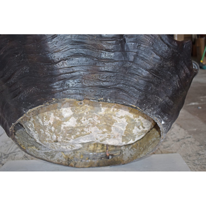 Lady Holds A Vase Standing on A Shell Bronze Fountain Size: 32" x 31" x 55"H