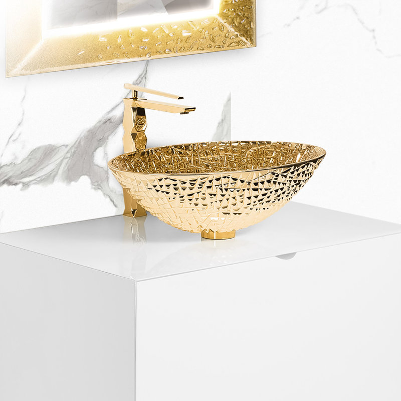 Diamante 20.8'' L Bathroom Sink, Silver