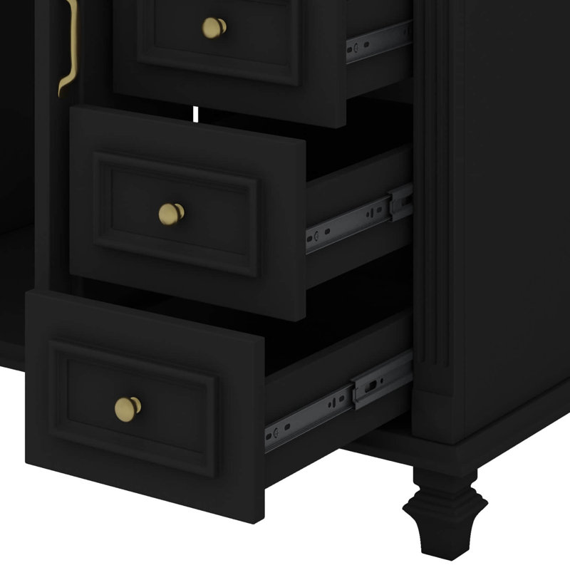 Meuble-lavabo de 36 pouces avec meuble-lavabo avec tiroir escamotable et 3 tiroirs, Noir