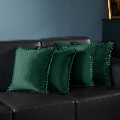 Decorative Pom-poms Velvet Throw Pillow Covers (Set of 4)