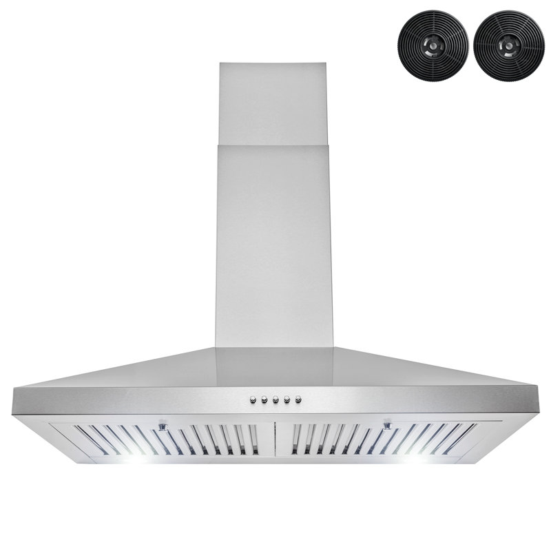 30 in. 217 CFM Convertible Painted Wall Mount Range Hood with LED and Carbon Filters, Silver