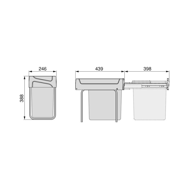 Philson Plastic Manual Lift Pull Out Rubbish Bin - 20L