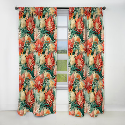 Tropical Coastal Escape Coastal Pattern I - Floral Curtain - Blackout Curtain - 1 Panels