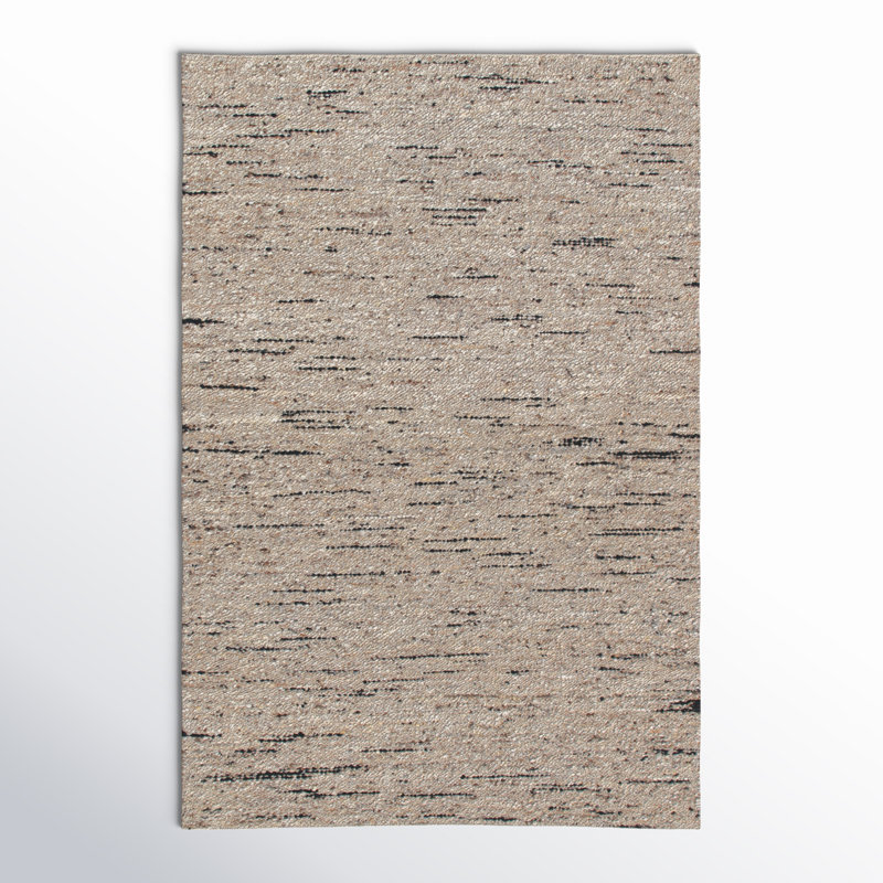 Striped Handmade Area Rug in Beige/Black, Rectangle 2' x 3'
