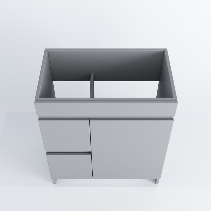 Gray 30" Freestanding Single Bathroom Vanity Base with Soft Close Drawers