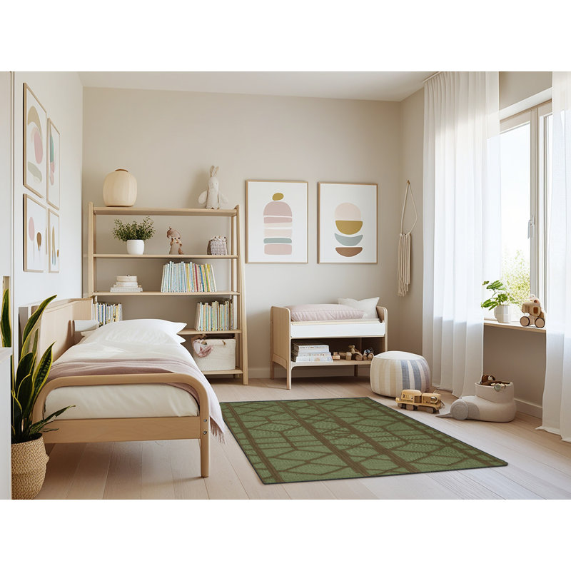 Machine Washable Trellis Brown Area Rug, Rectangle 3' x 5'
