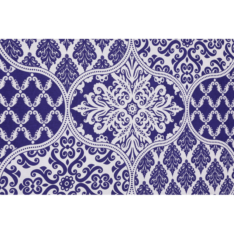 Ensemble de housse de courtepointe Luxury King, 100% coton, bleu foncé et blanc, 102,4 x 86,6 po | 140 fils | Housse de couette et housse de couette à boutons (2 pièces) | Lavable à la machine, doux et durable