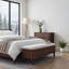 Banc de rangement avec repose-pieds en bois d'hévéa massif de 50,8 po avec siège en lin, banc de rangement pour chambre à coucher, range-chaussures pour chambre à coucher, salon, vestibule, garde-robe