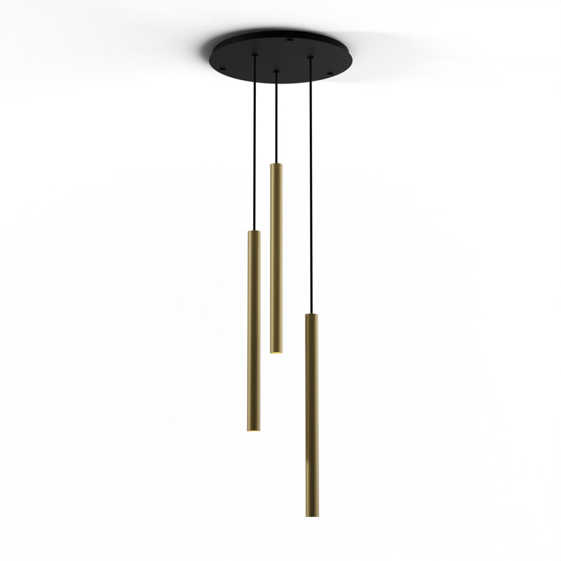 3 - Light LED Pendant, Brass