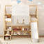 Twin size Wooden Loft Bed House-shaped Frame with a Tent-1903273083